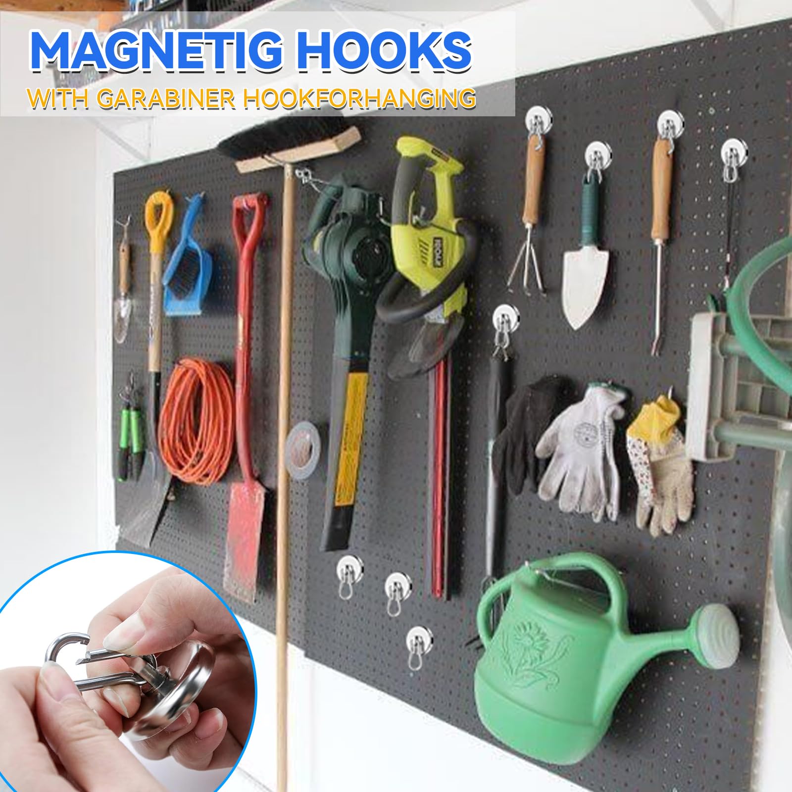 Haczyki magnetyczne, ekstra mocne, 27 kg, magnesy neodymowe z haczykami, 32 mm grubości magnesy, karabińczyk, haczyk z oczkami, do kuchni, na kemping, do garażu, biura (2 szt