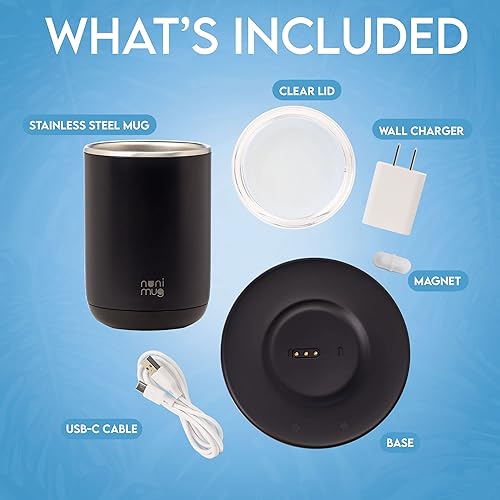 Miniatura 6 de Taza de café autoagitable con tapa, taza térmica de 10 onzas, juego de calentador de taza de café con calefacción de diseño de lujo para escritorio,