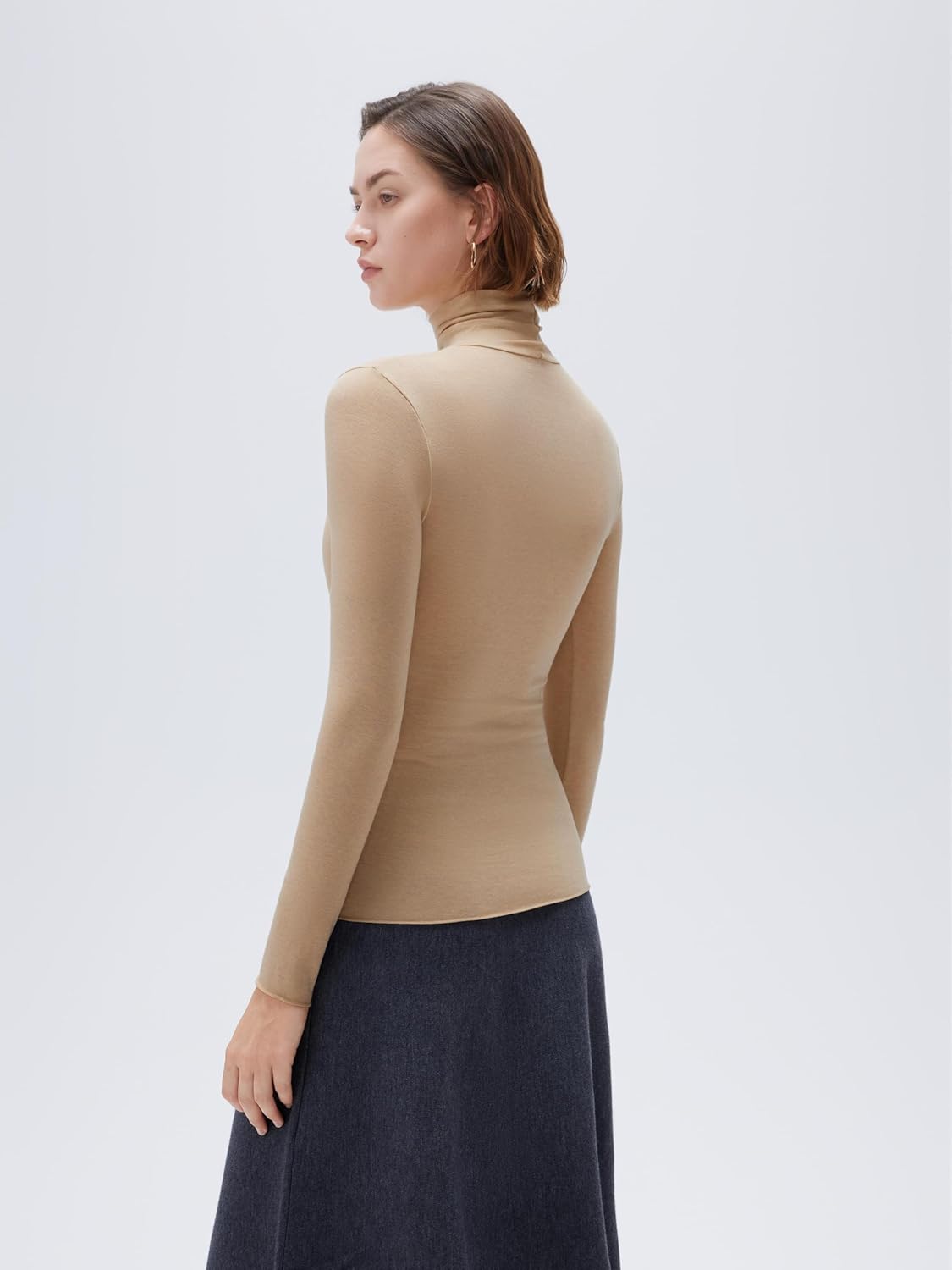 SUUKSESS Women Cashmere Blend Turtleneck Long Sleeve Shirt Fitted Fall Basic Thermal Tops Fall Fashion - Image 4