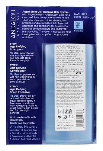 Miniatura 4 de Andalou Naturals Age Defying - Sistema de tratamiento para adelgazamiento del cabello, kit de 3 piezas, champú, 11.5 onzas