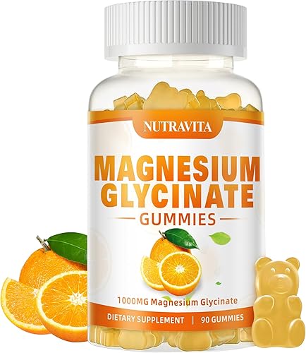 Gomitas de glicinato de magnesio 1000 mg con L-treonato de magnesio, suplemento de complejo de magnesio y potasio quelado con VitD, B6, CoQ10,