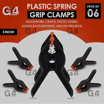 Pack of 6 Plastic Spring Grip Clamps 3 Inches Quick Grip Craft Wood Work Clamp