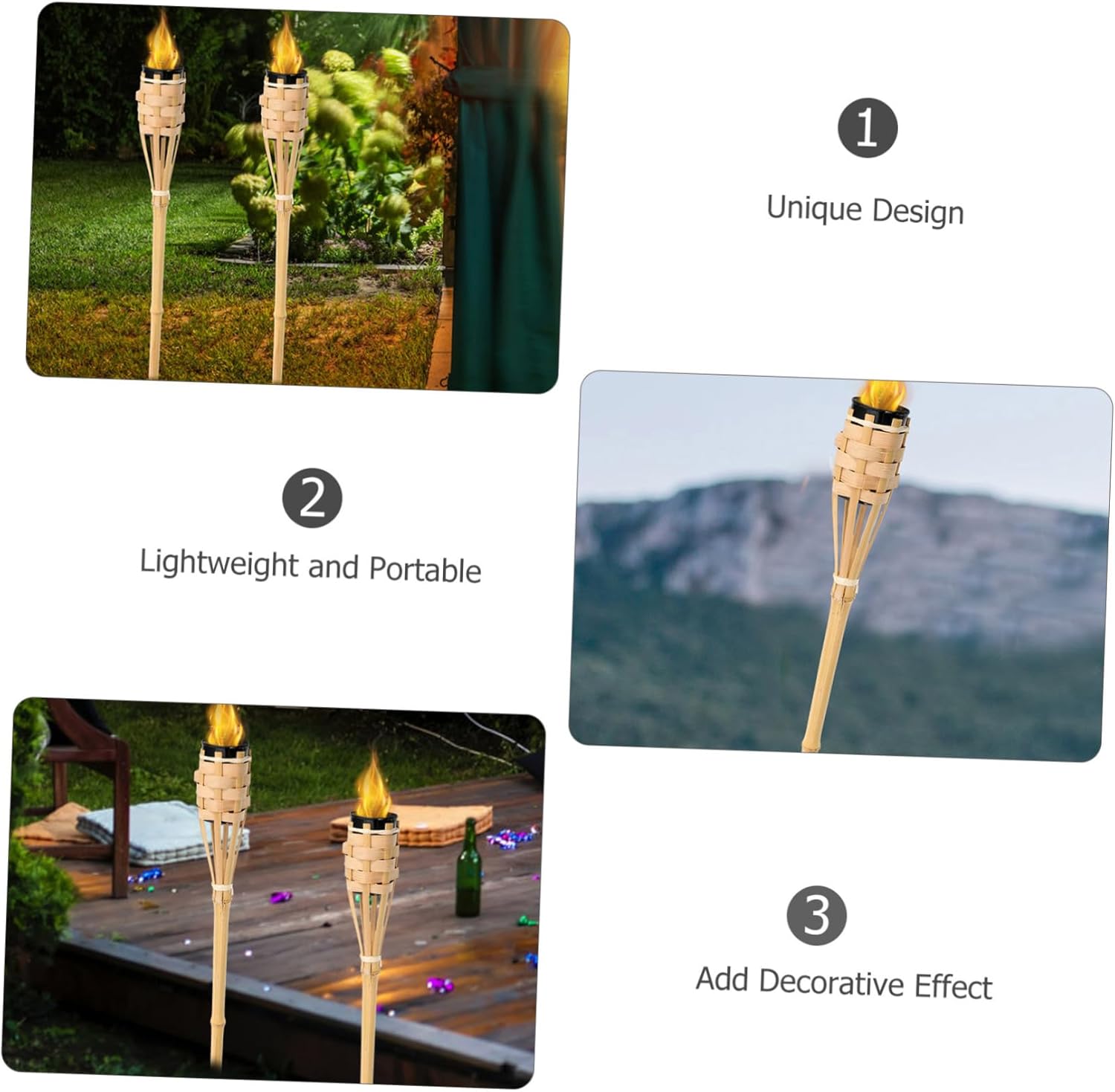 TEHAUX 2pcs Torch Oil Lamp Handmade Outdoor Garden Decoration for Lawn and Patio for Weddings and Festivals Lightweight and Easy to Install