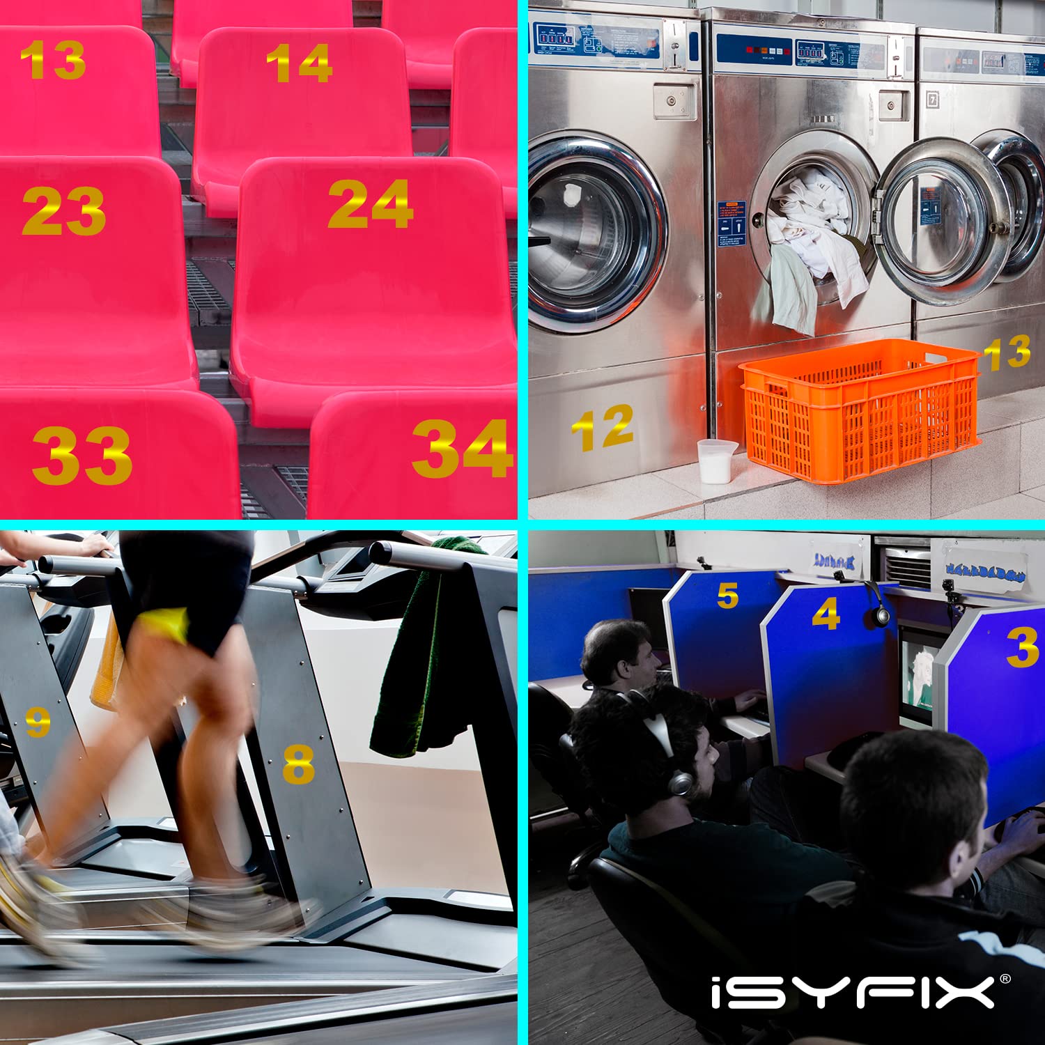 iSYFIX Calcomanías reflectantes de vinilo amarillas, autoadhesivas de 12,7 cm (2 juegos) – Calcomanía premium troquelada y preespaciada para buzón, carteles, ventanas, puertas, coches, camiones