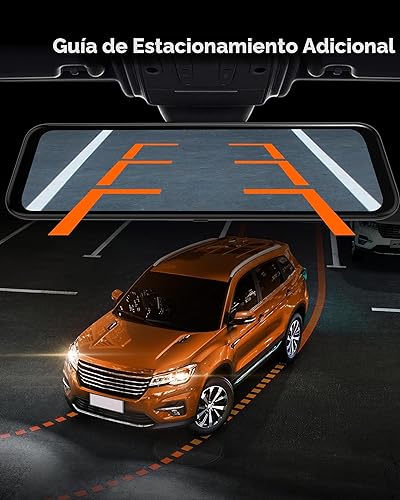 Miniatura 8 de WOLFBOX Cámara de espejo retrovisor 4K de 12 pulgadas con WiFi de 5.8 GHz y control de voz, cámara de espejo inteligente frontal y trasera, cámara