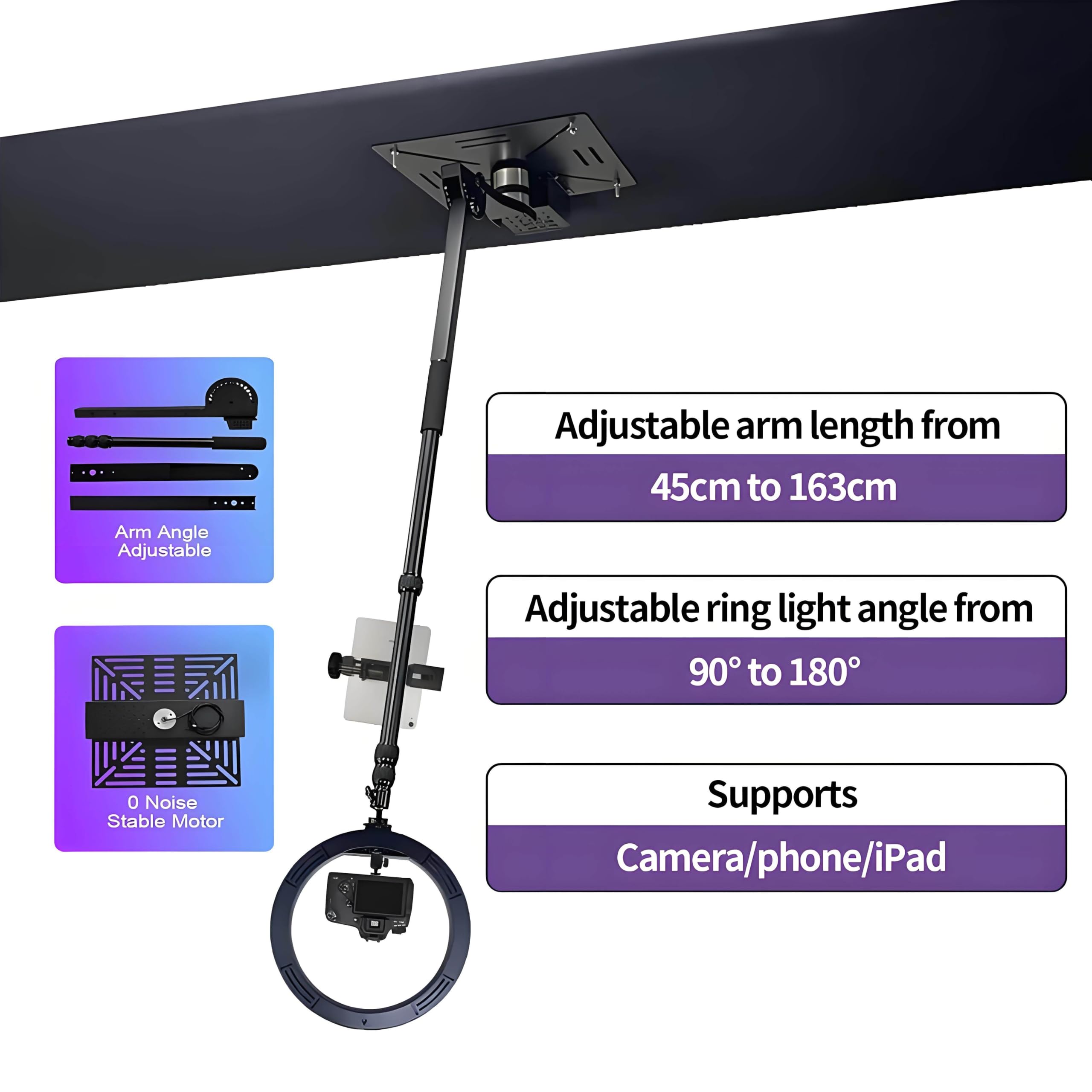 Fotobudka Sky Overhead 360, Zdalne Sterowanie Teleskopowym Ramieniem I Automatyczny Obrót, Pierścieniowe Oświetlenie Rgb, Do 15 Osób Na Imprezy, Wesela, Transmisje Na żywo