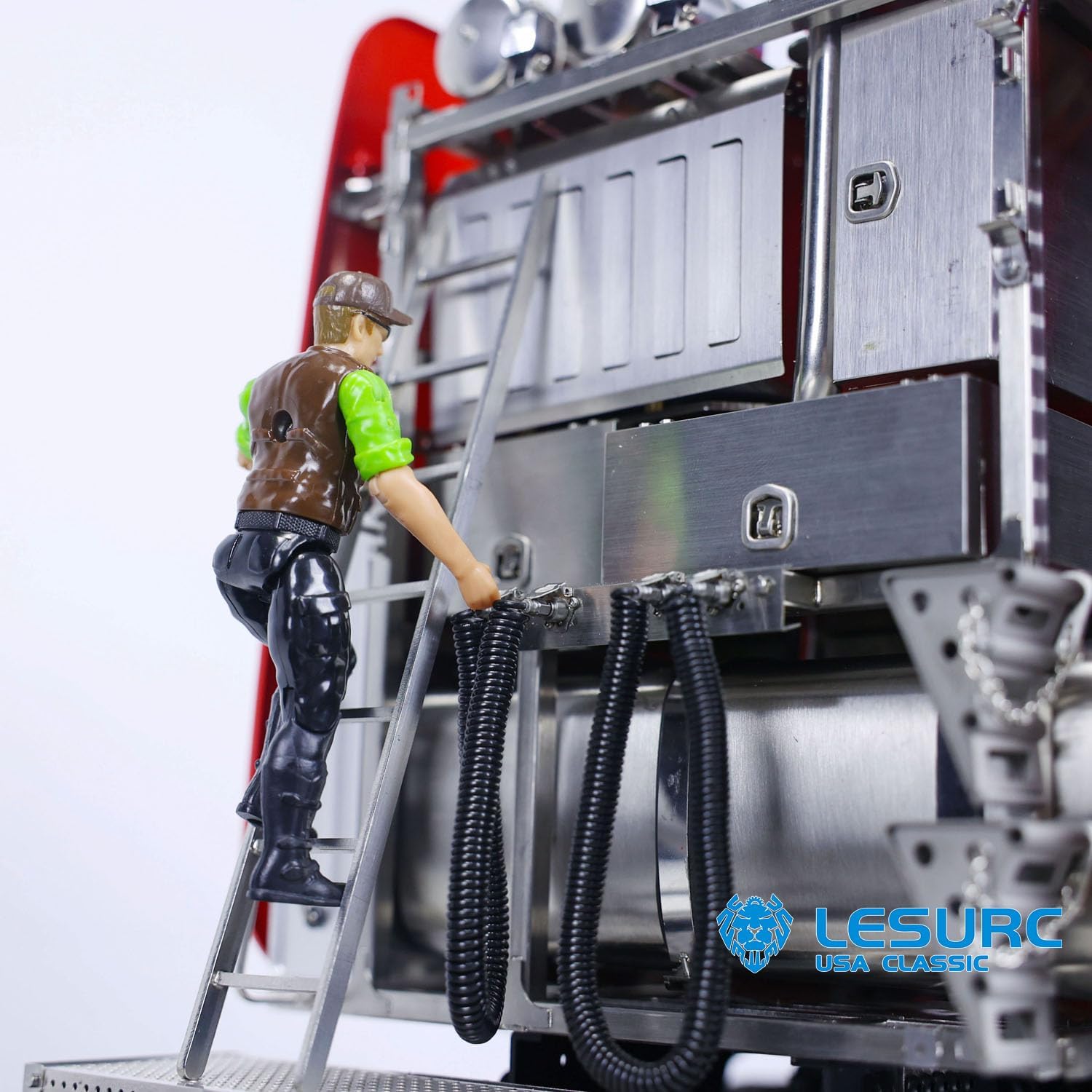 LESU Heavy-Duty RC Tractor Trucks 1/14 with 8x8 Metal Chassis G-6177 Equipment Rack Front Hook High Roof I6S Radio Light Sound 3Grade Gear Box Smoke Unit Hobby Grade Model