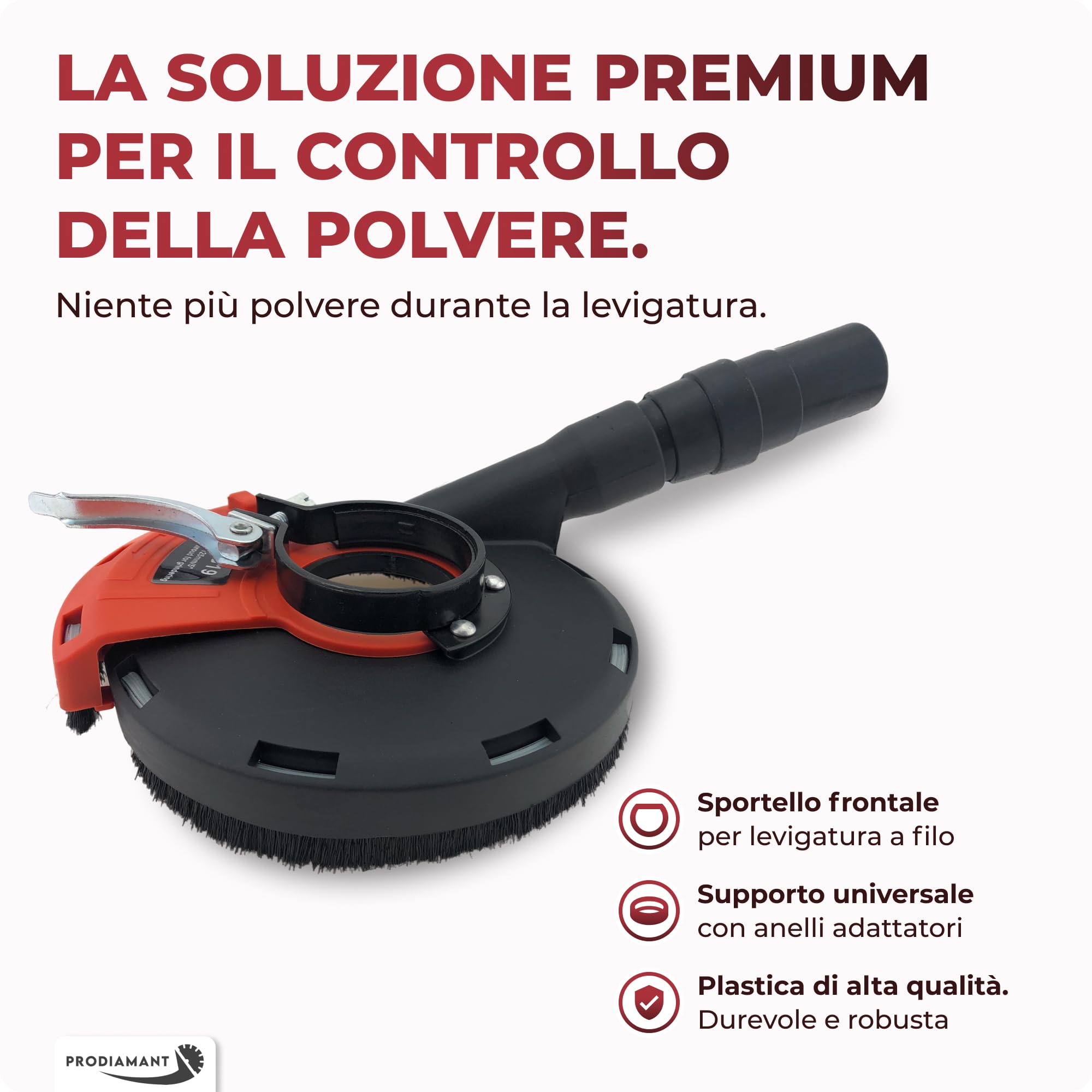 PRODIAMANT cofano di aspirazione mola a tazza 125mm per smerigliatrice angolare con disco diamantato da 125 mm in set
