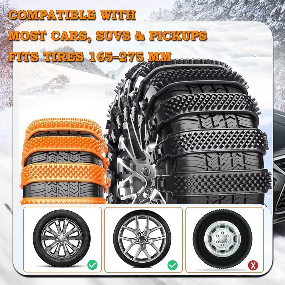 10 PCS Snow-Chains Easy Install Tire-Chain for Pilot 2016–2025, Reusable Emergency Winter Tire Traction Portable Car Tires Muddy Roads Driving,B/Black