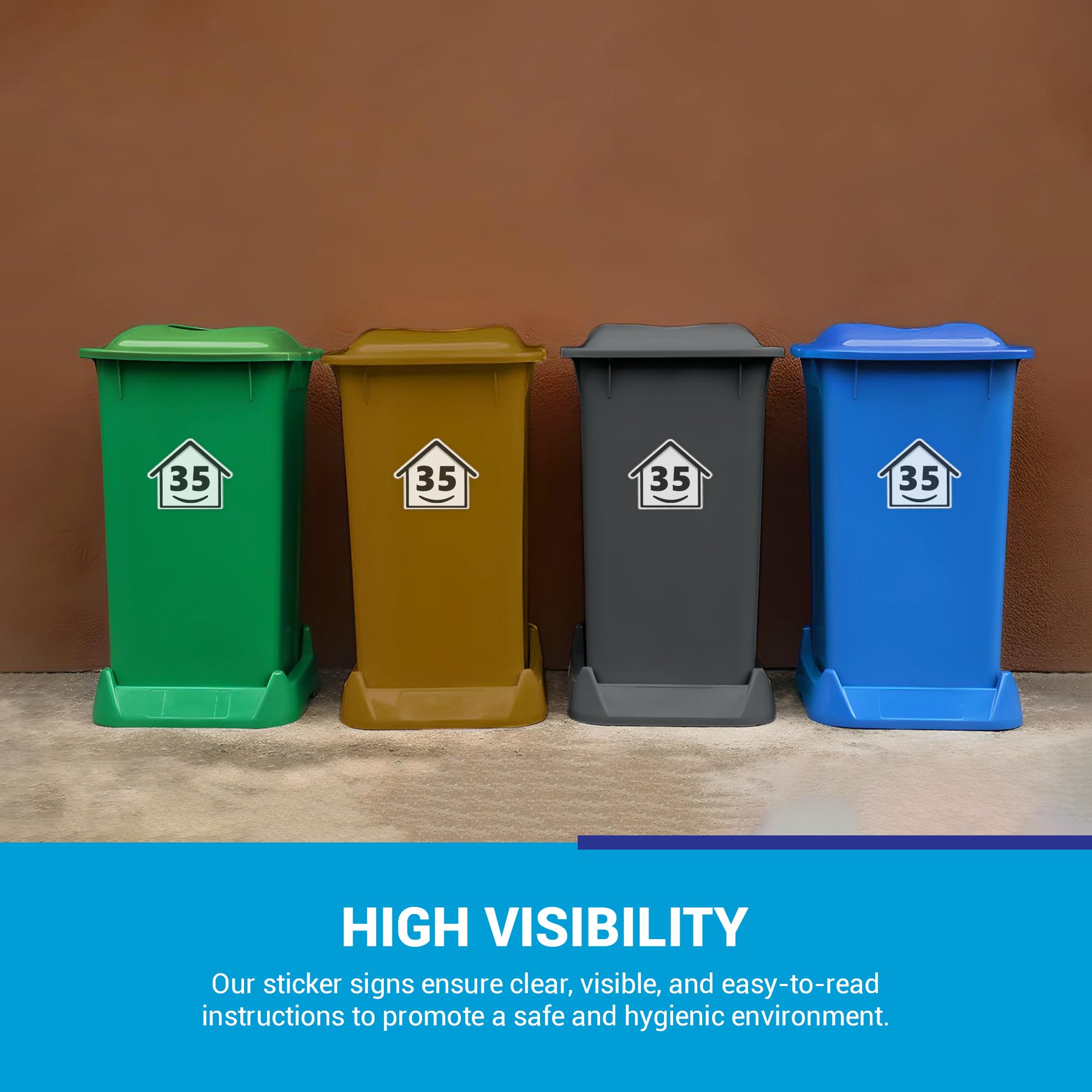 4 x Bin Numbers for Wheelie Bins, 1-99, 15cm ‘Happy House’ Design Dustbin Stickers, Easy Application Stick On Number Stickers - Weatherproof Self Adhesive Vinyl, Black (35) — view 7