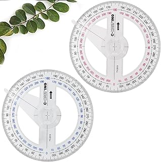 2 sztuki okrągłych kątomierzy kątomierz, linijka, linijka, narzędzie pomiarowe, okrąg, kątomierz, 360°, narzędzia geometryczne, tworzywo sztuczne, okrągła, geometria, pomiar, linijka, do szkoły, biura