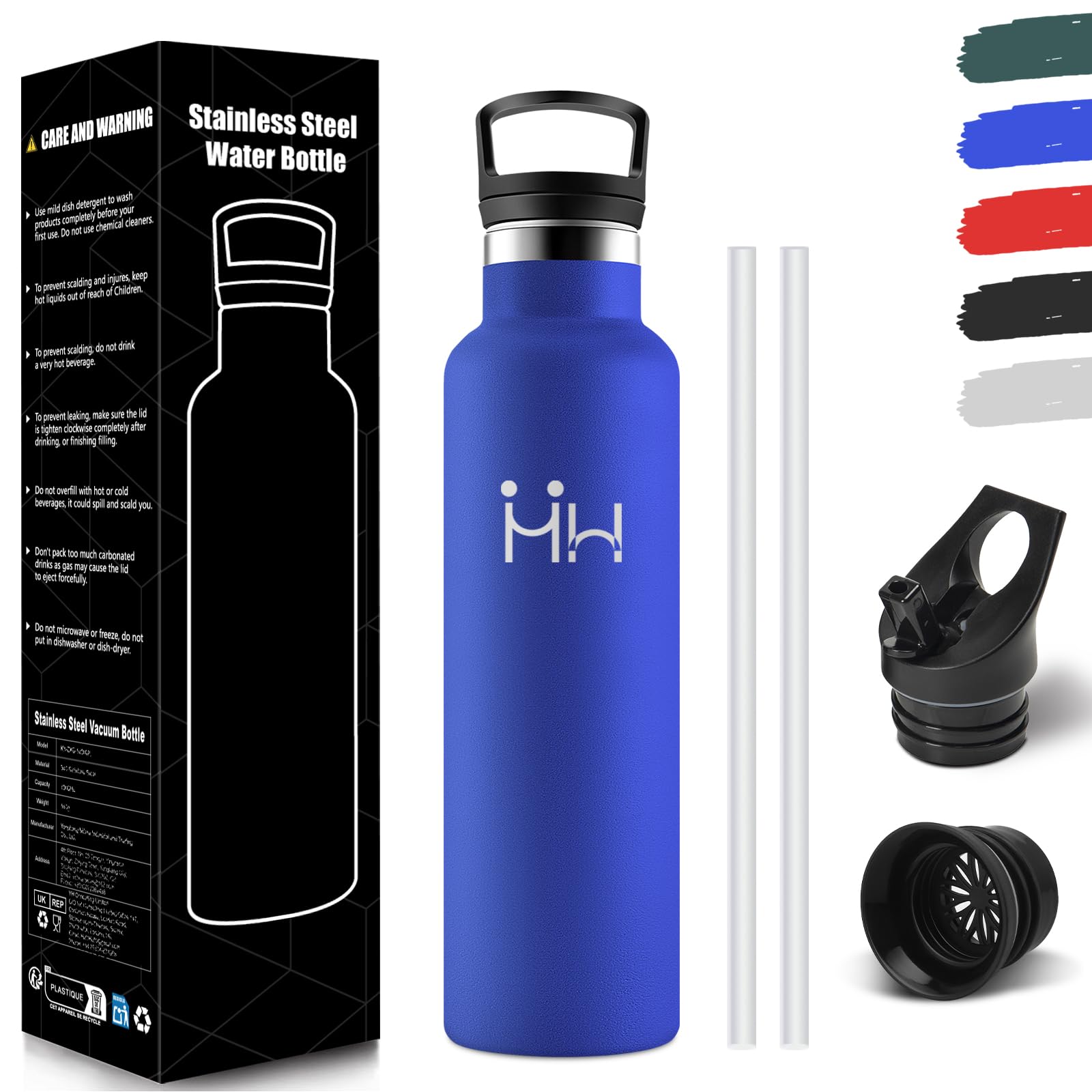 Borraccia Termica 750ML, Senza BPA, Borraccia Termica Con Cannuccia, Acciaio Inossidabile 18/8, Bottiglia Termica A Prova Di Perdite, Borraccia Acciaio Inox Per Scuola, Palestra, Sport, Bici