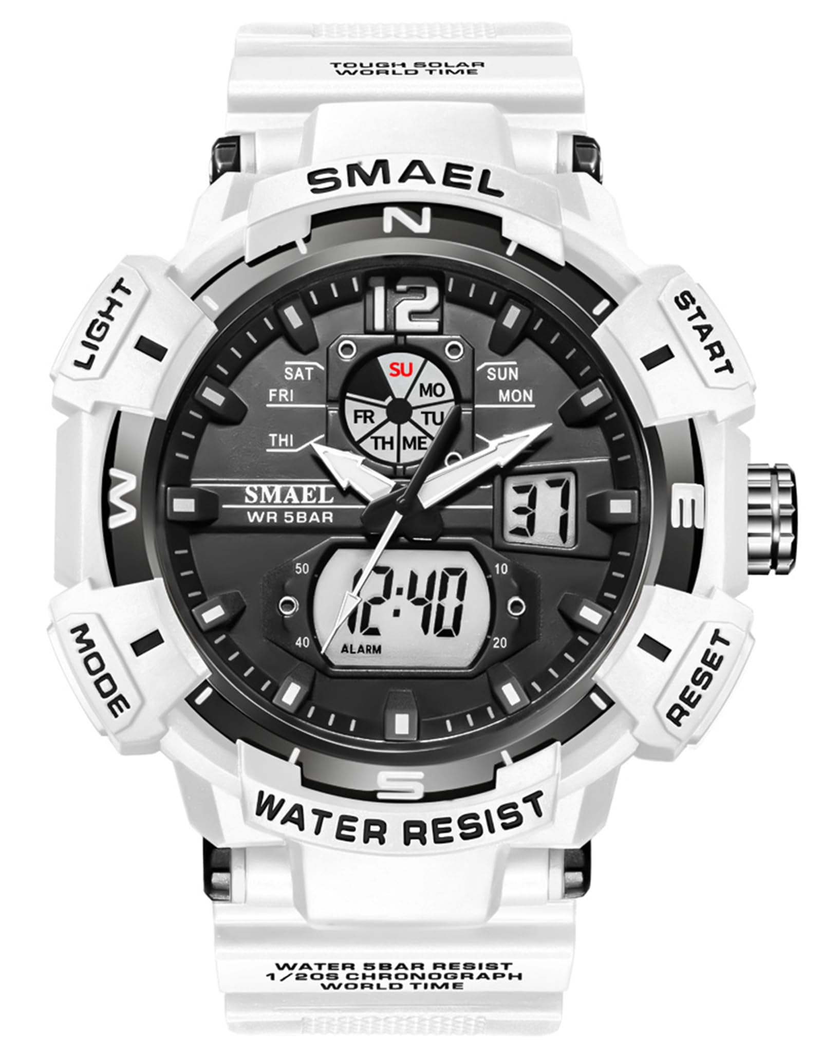 FANMIS Mens Analog Digital Sports Watch Large Face Outdoor Sports Waterproof Military Wrist Watches with Date Multifunction Tactics LED Army Stopwatch, White, Digital (B09B26GY4N) Amazon Price History, Amazon Price Tracker