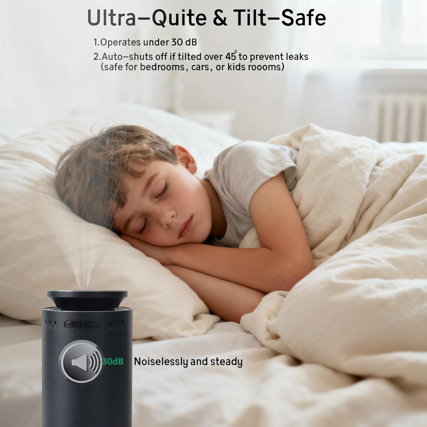 Waterless Essential Oil Diffuser, Battery Operated Nebulizer (0.5 Fl.Oz./15mL Capacity), 3 Countdown Timers & 3 Mist Levels, Mini Scent Air Machine for Home Car Office,Black