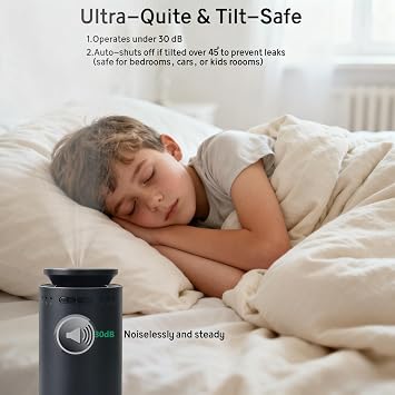 Waterless Essential Oil Diffuser, Battery Operated Nebulizer (0.5 Fl.Oz./15mL Capacity), 3 Countdown Timers & 3 Mist Levels, Mini Scent Air Machine for Home Car Office,Black