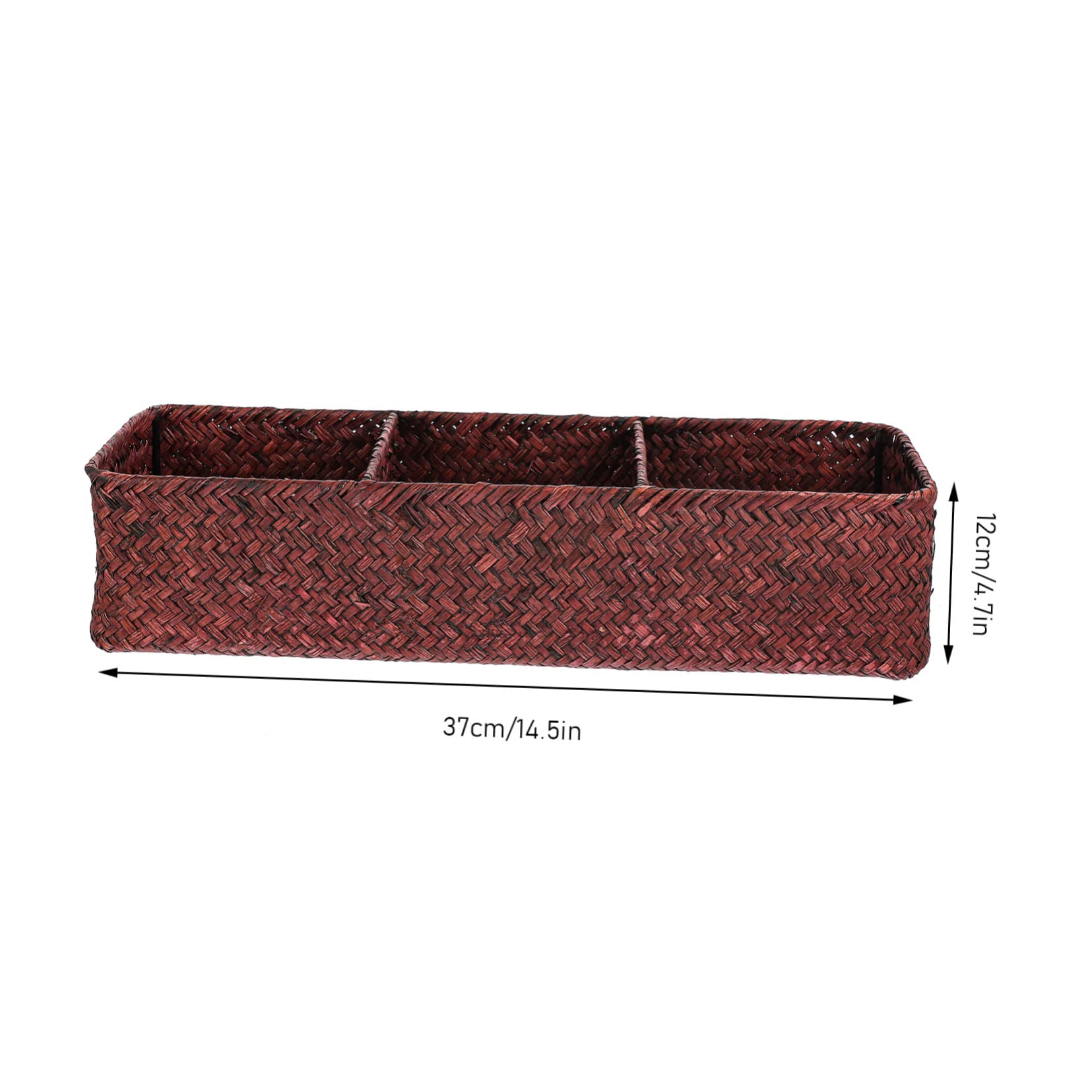 Cabilock 1pc Woven Storage Box with Compartments Natural Seagrass Desktop Organizer for Home Office Multi-purpose Sundries Box Elegant Craftsmanship for Tidy Spaces