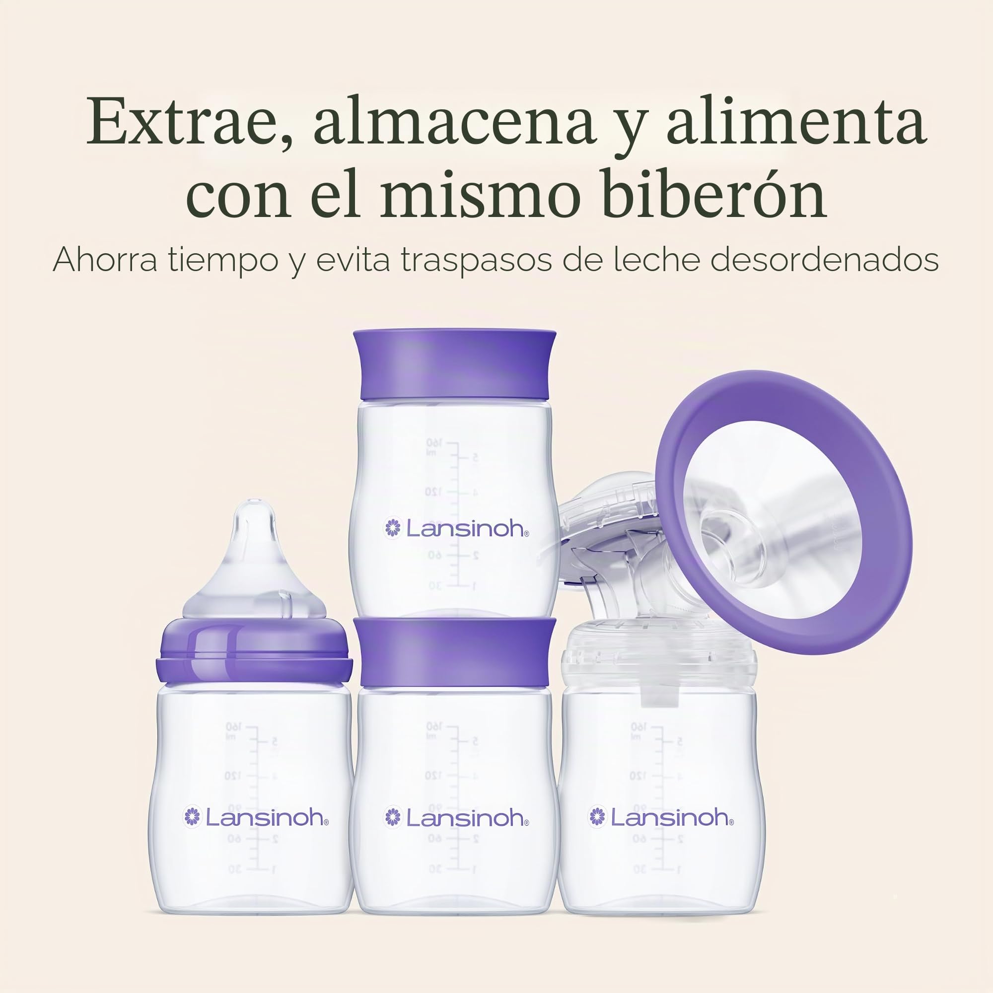 Lansinoh Botellas de almacenamiento de leche materna, 4 x 160 ml, apilables, sin BPA, a prueba de fugas, para recién nacidos, artículos esenciales para refrigerador, congelador, recipientes