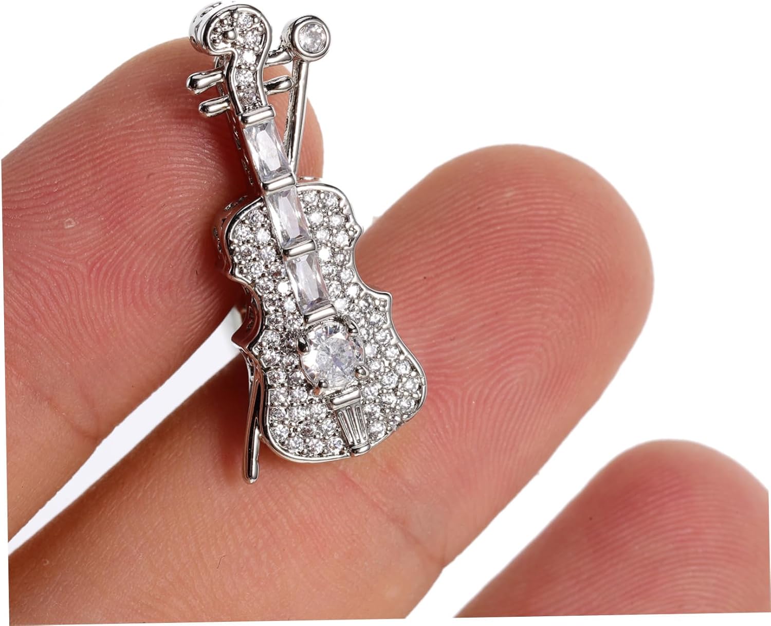 2pcs Silver Violin Rhinestone Cufflinks for French Shirts Formal Wear image 4