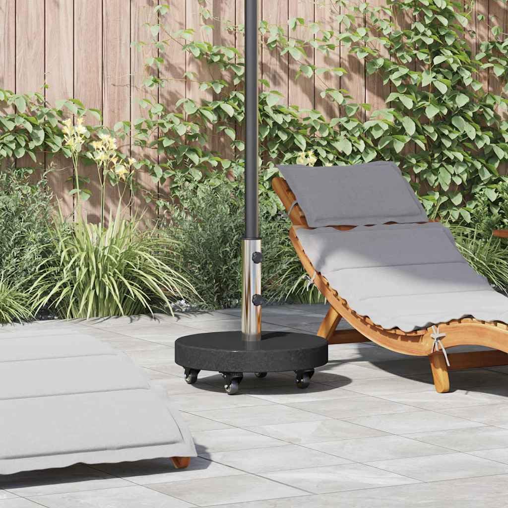 Supporto per ombrellone da 30 kg, nero, in granito e acciaio inox, rotondo, arrotolabile, per balcone, terrazza, giardino, patio, base per ombrellone da mercato e ombrellone, resistente alle