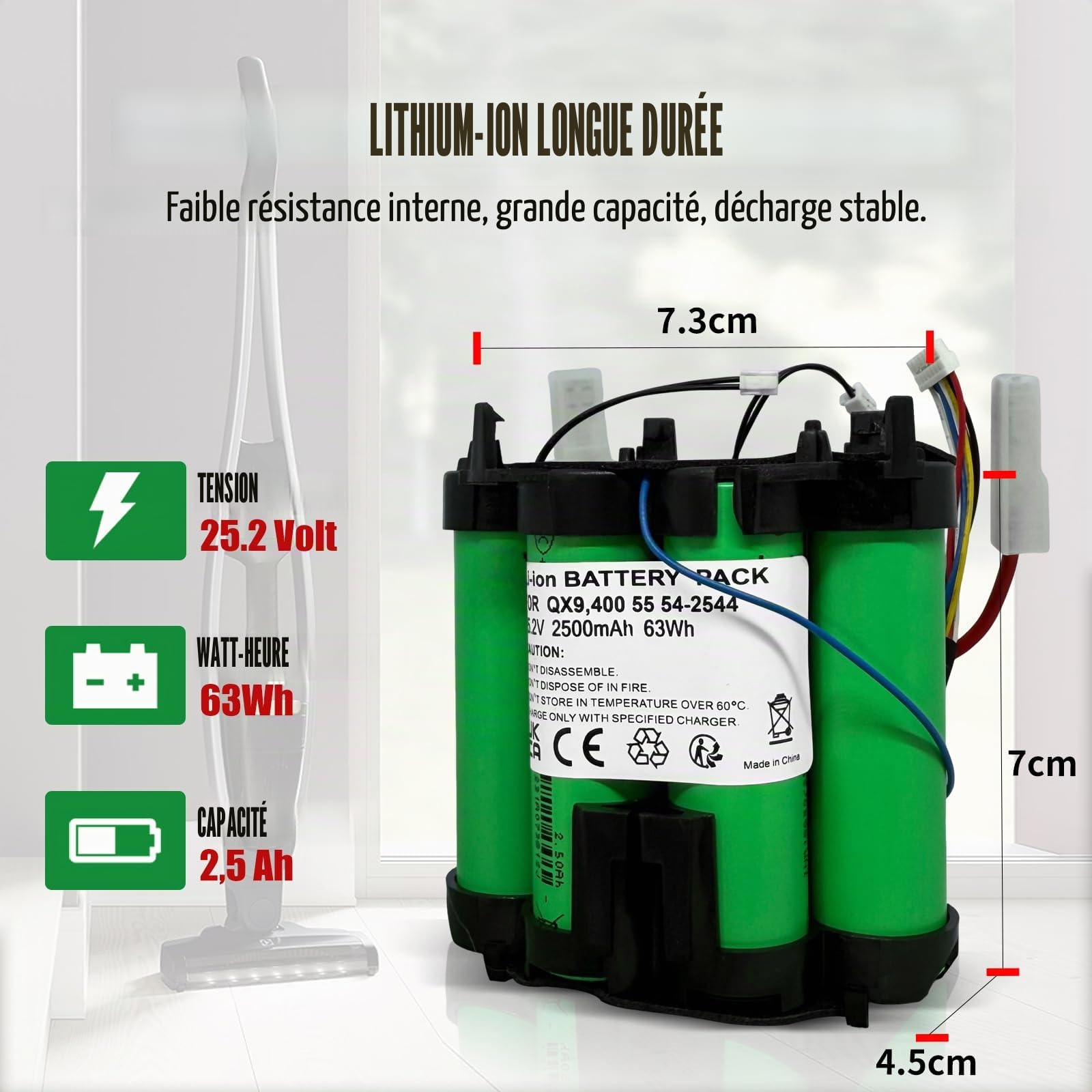 Batterie 25,2 V pour Aspirateur AEG QX9 & Electrolux Pure Q9 – Compatible Uniquement avec Modèles 25,2 V (Non Compatible 21,6 V)