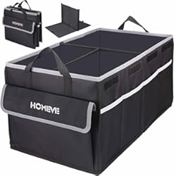 Cofre Maletero Homeve Organizador de maletero para coche, caja de almacenamiento plegable, organizador de almacenamiento de maletero, 3 compartimentos, múltiples bolsillos, adecuado para cualquier coche, SUV, tamaño