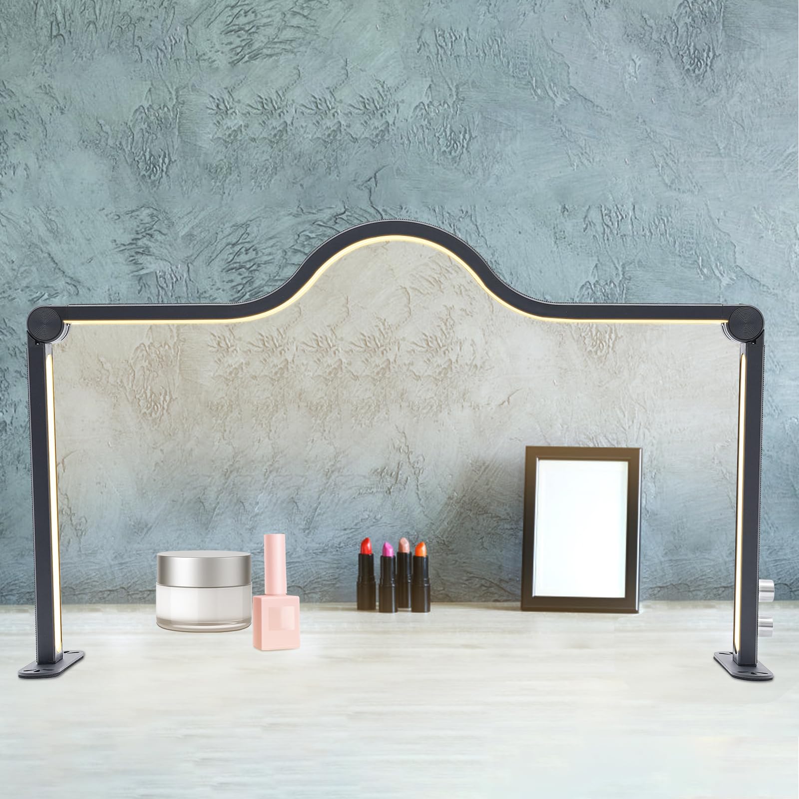 Upgraded Half Moon LED Light for Nail Tech, 33.4 in Foldable Large Nail Lamp for Desk, Nail Desk Lamp, Nail Desk Light for Nails, 3000K to 6000K Dimmable Light Modes and Brightness (Black)