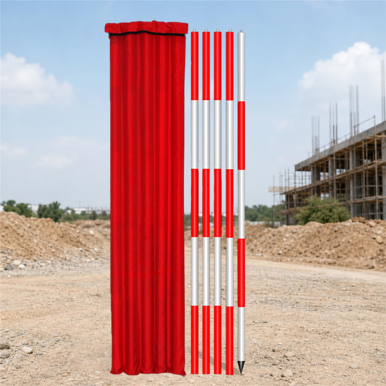 Tige de prisme sectionnelle en aluminium haute visibilité pour l'arpentage de chantier