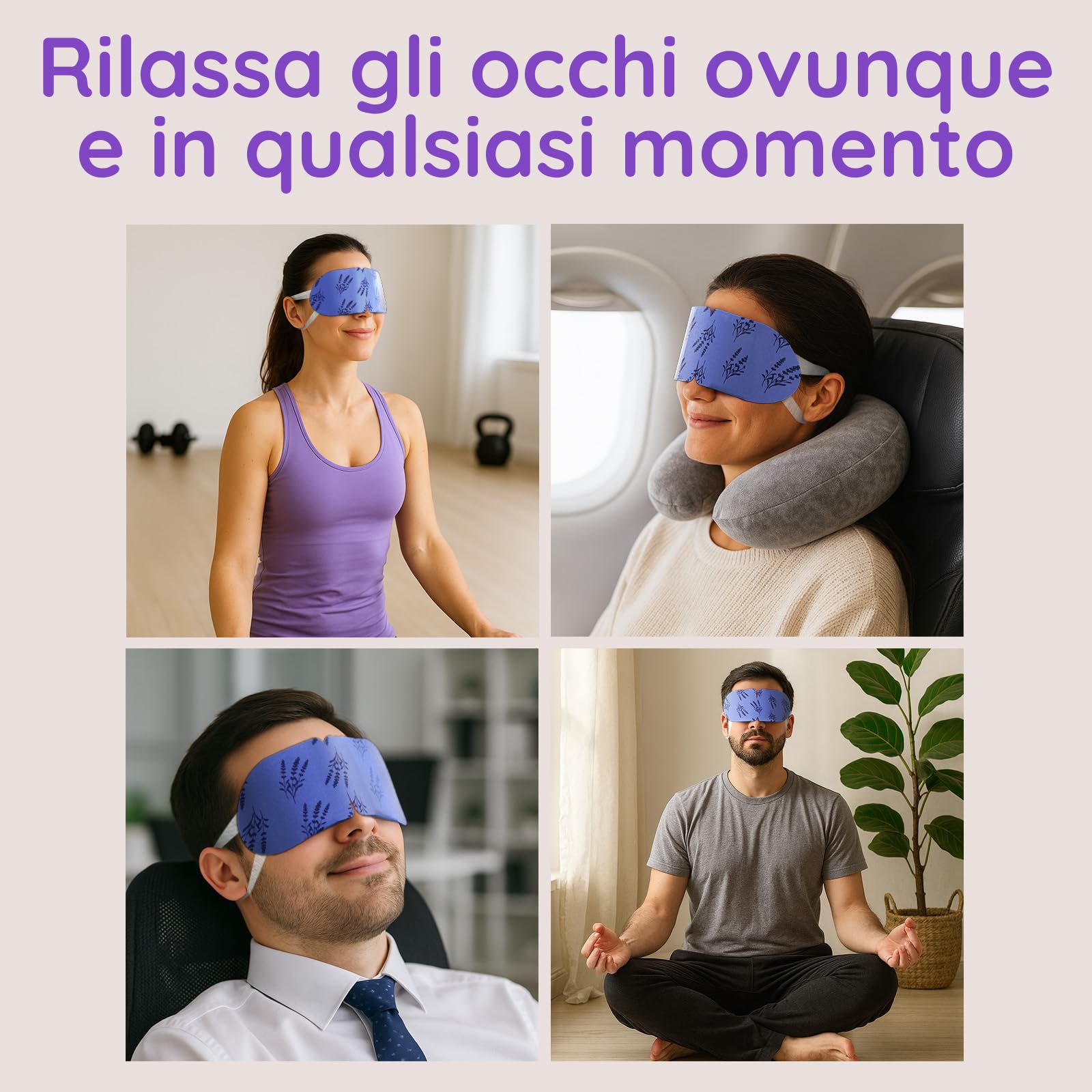 Confezione da 16 Maschere Riscaldanti alla Lavanda – Maschera a Vapore per Occhi Secchi, Gonfiore, Affaticamento e Rilassamento – Maschera Riscaldante Occhi Monouso per Sonno e Viaggio