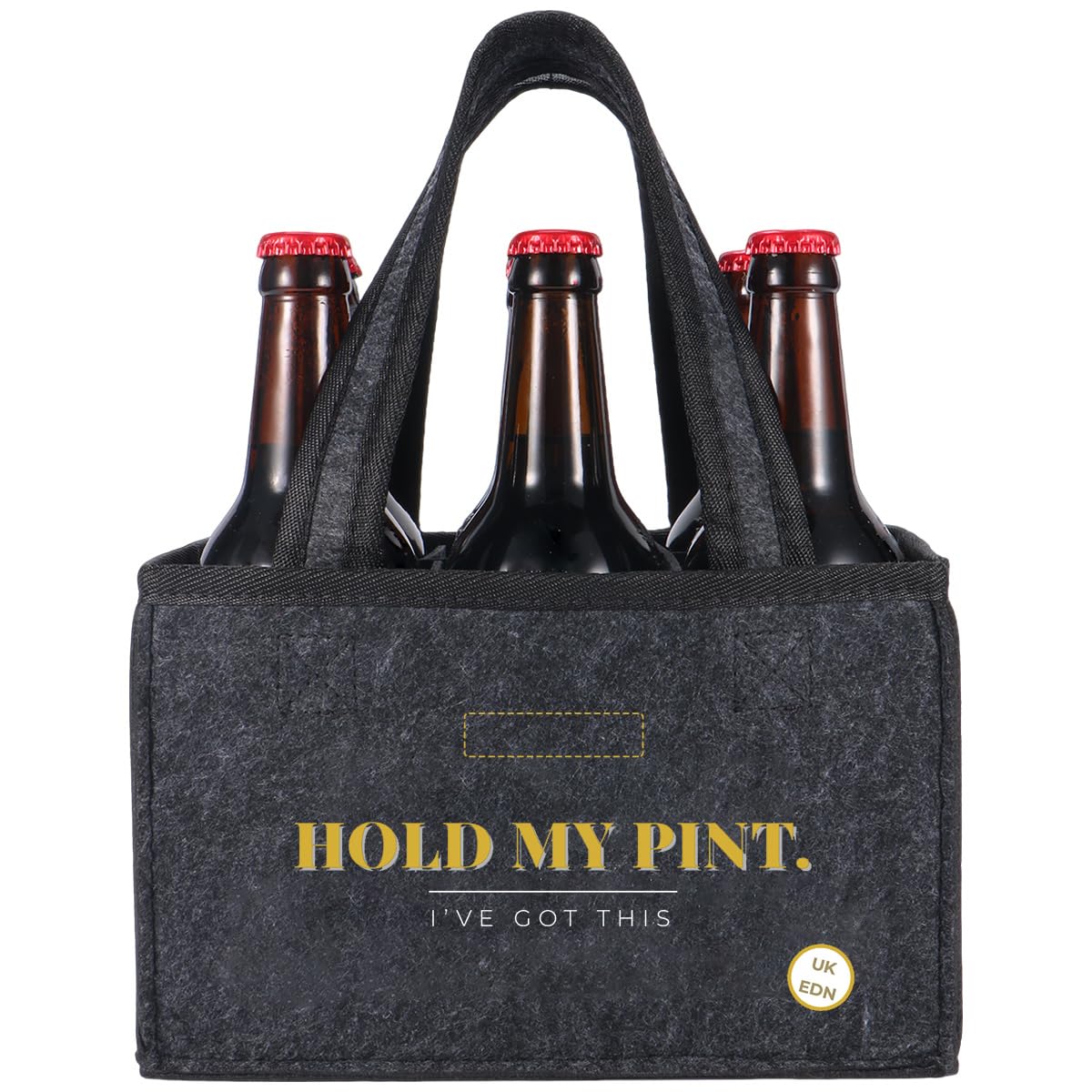 Funny Birthday Gifts for Men, Personalised Beer Bottle Carrier Felt Tote Bag, Presents for Dad, Husband, Brother, BBQ, Picnic and Party, Father’s Day Christmas