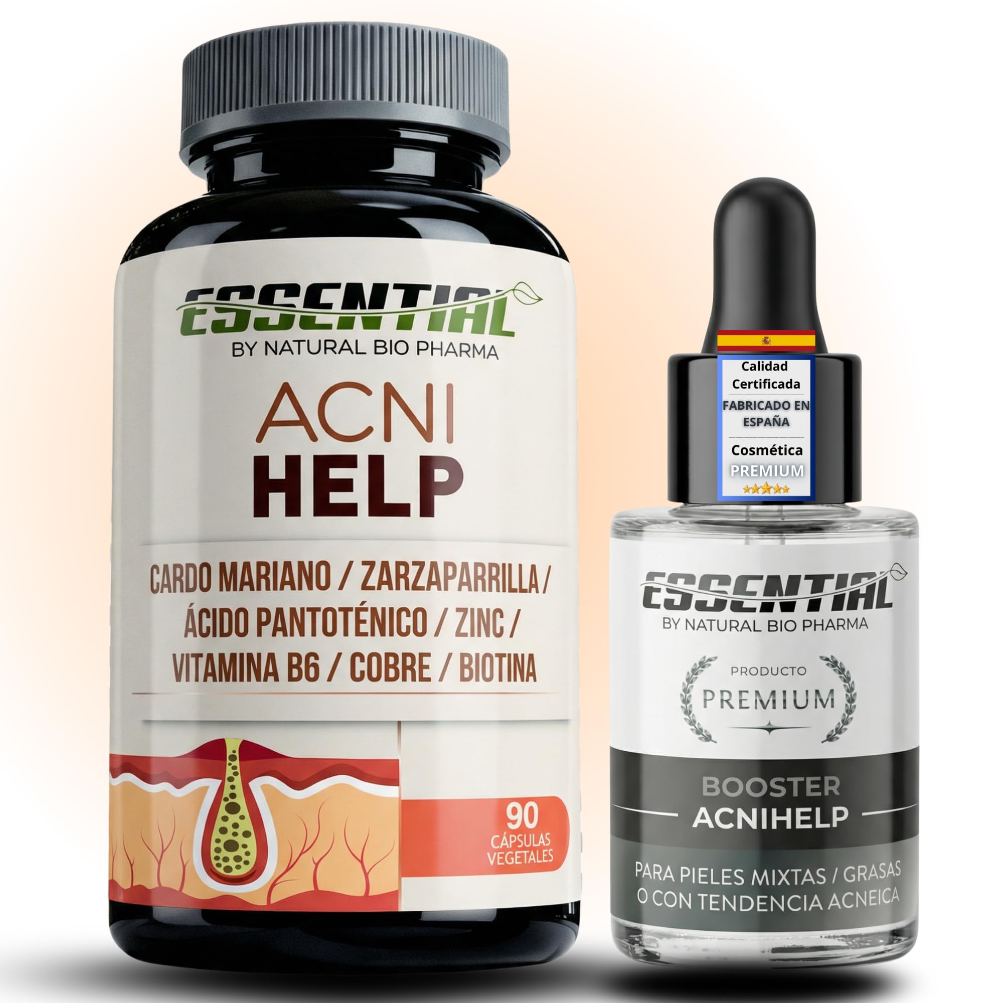 Tratamiento Acné de Cardo Mariano, Vitaminas + Serum para Puntos Negros Nariz y 