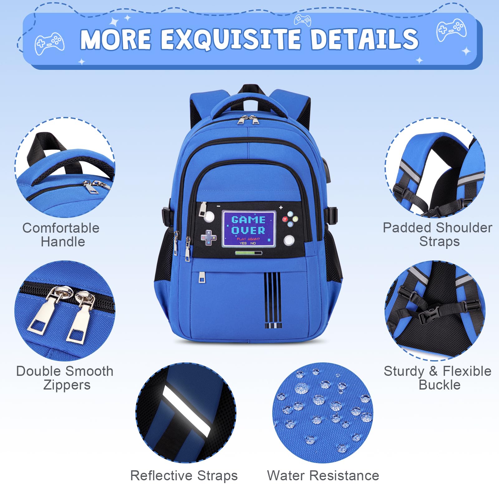 ACESAK Zaino per bambini - Zaino per bambini scuola materna elementare, Blu, Large, Zaino
