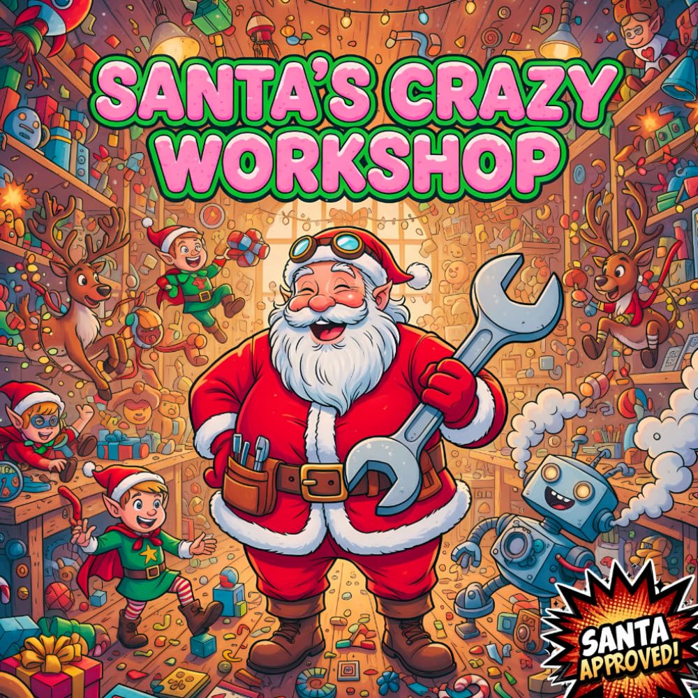 Santa’s Crazy Workshop: A Funny Christmas Coloring Book for Kids Ages 4–12 with Silly Elves, Reindeer, Toys: Discover Santa’s wacky world! Easy and joyful Christmas scenes for boys and girls to color
