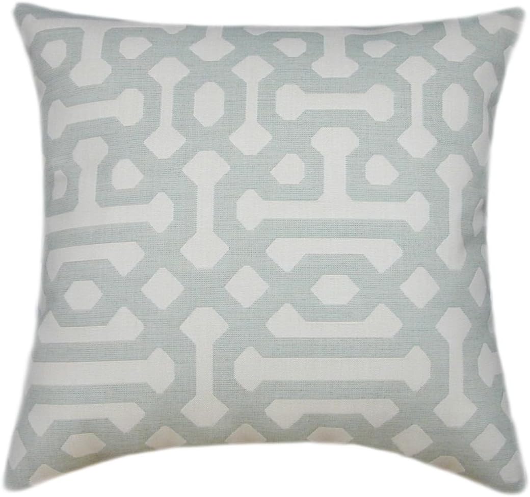 Sunbrella® Fretwork Mist Outdoor Pillows, Sunbrella Pillows, Home Decor Pillow for Outdoor Patio Furniture, (18x12 Rectangle)