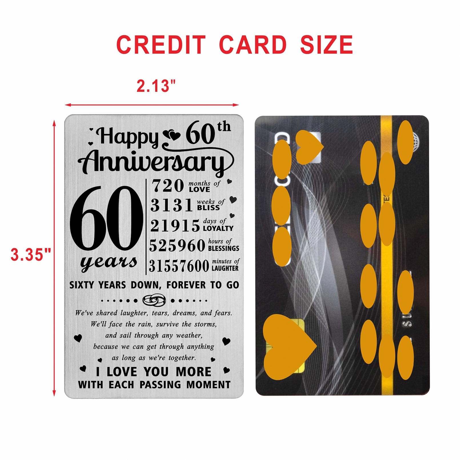Richesele 60th Wedding Anniversary Card, 60 Years Together, 3131 Weeks, 21915 Days, 31557600 Minutes of Laughter - Image 2