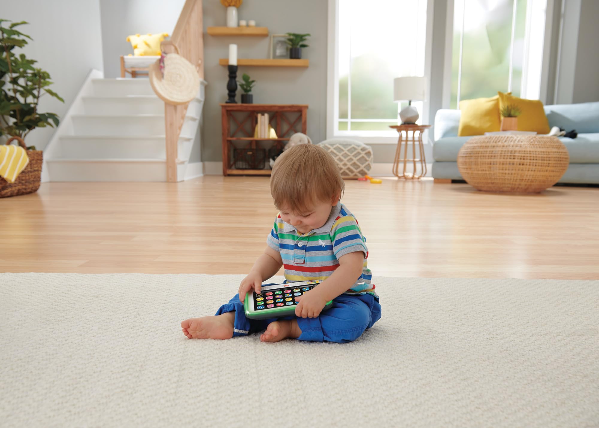 Fisher-Price Zabawka edukacyjna dla małych dzieci, atrapa komputera Smart Stages z muzyką i funkcją świecenia, dla dzieci od 1 roku życia, wersja niemiecka, HXB66