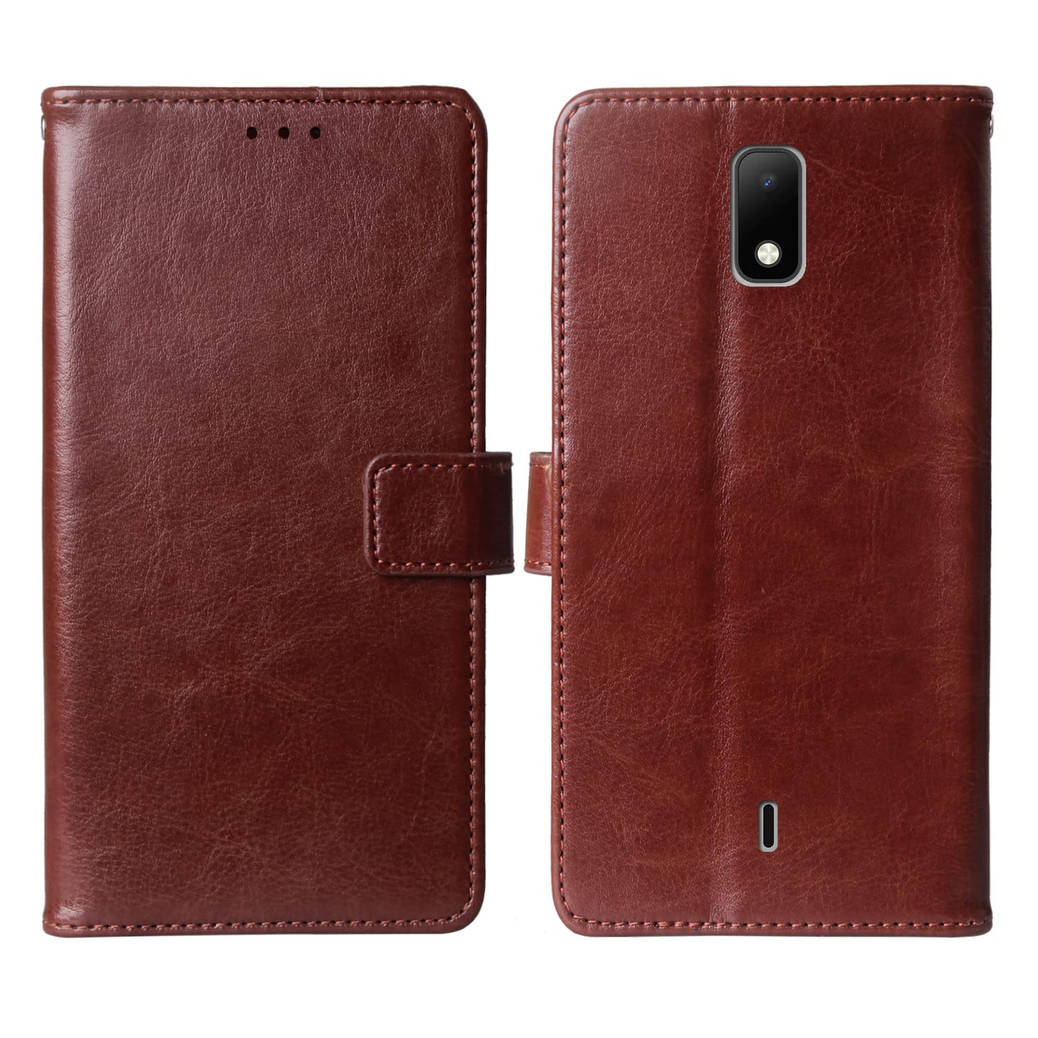 Premium Flip Leather Case TPU Silicone Phone Cover for Cricket Debut/AT&T ATT Calypso 2 (U319AA) 5.5" Book Business Folio Protector Protection Wallet Stand Card Slots (Brown)