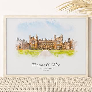 Healthy shop Custom Venue Photo Watercolor Name Date Wedding Gifts Print Personalised Painting Photo 1st Anniversary Husband Wife Poster/Canvas