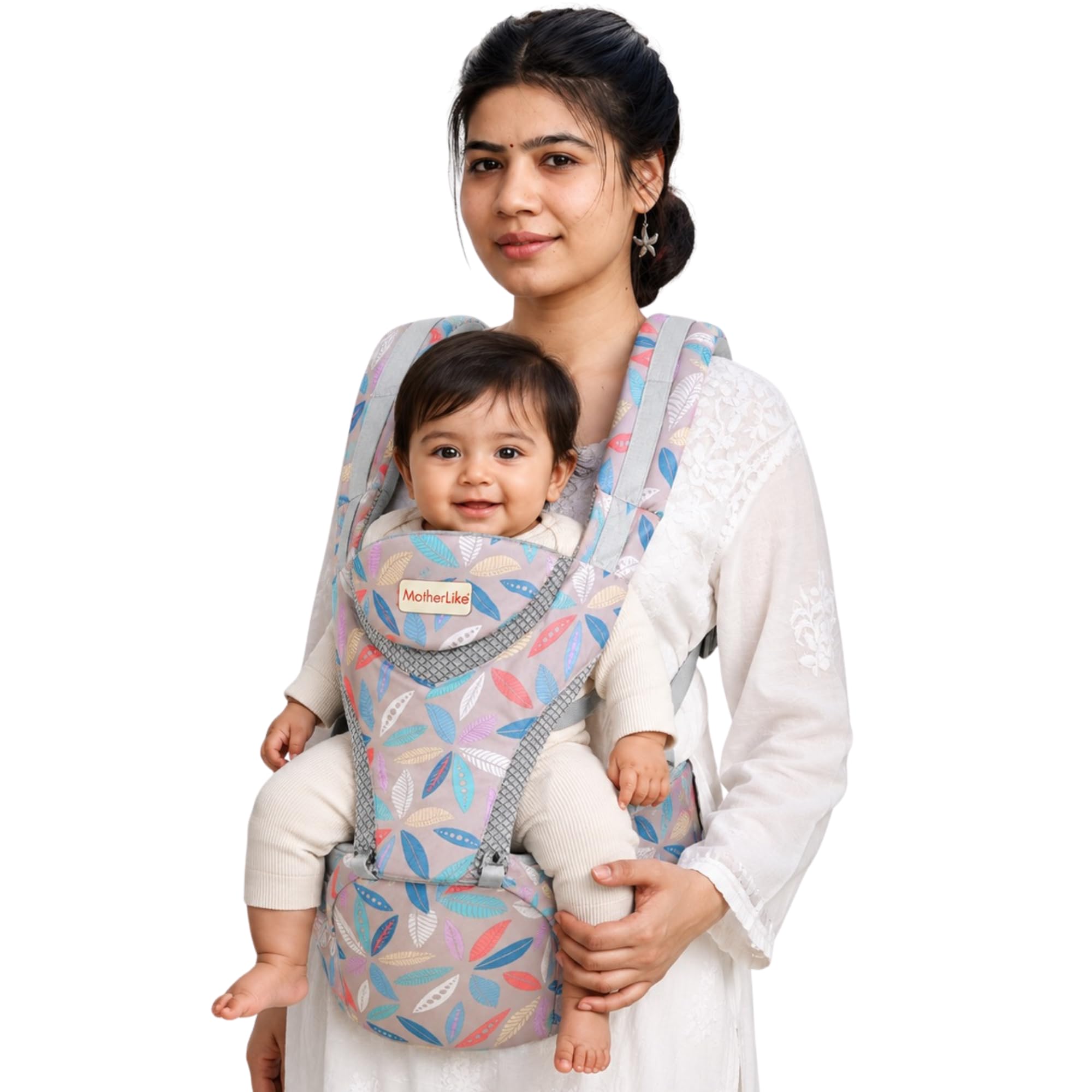 MotherLike Baby Carrier Bag with Hip Seat for 0 to 3 Year Baby, Holder Carry Nest Bag for New Born Baby, 20 Kg (Grey Goose Floral)-picture-17