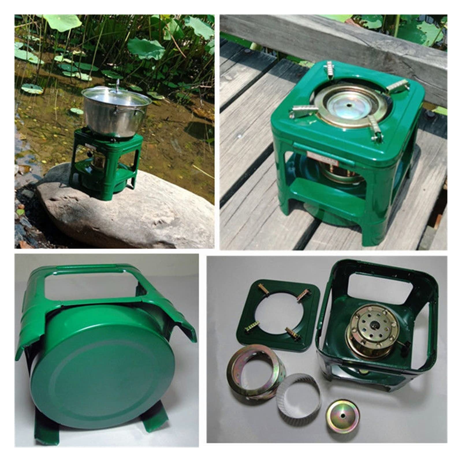 Grüner tragbarer Kerosinofen, kompakter Campingkocher, 8-Kern-Dieselkocher für den Außenbereich mit Ersatzkern, zum Grillen, Kochen, Camping, Picknick, Wandern
