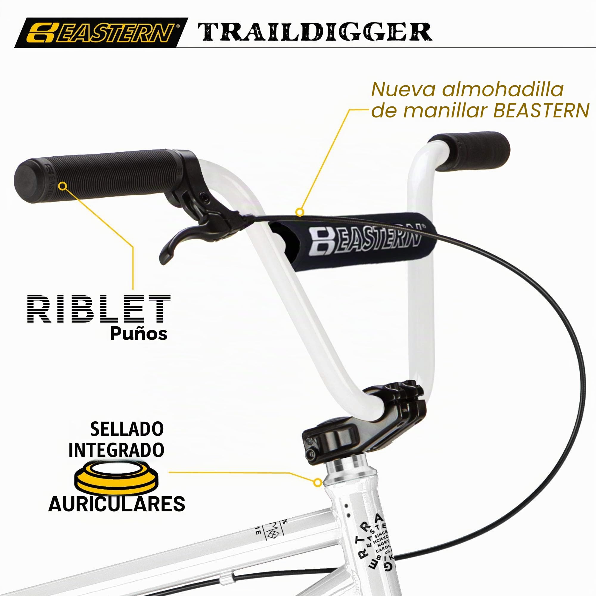 Eastern Traildigger - Bicicleta BMX Pro de 20 pulgadas, marco cromado ligero, llantas de doble pared, asiento giratorio, bielas cromadas, ideal para montar en la calle y el parque