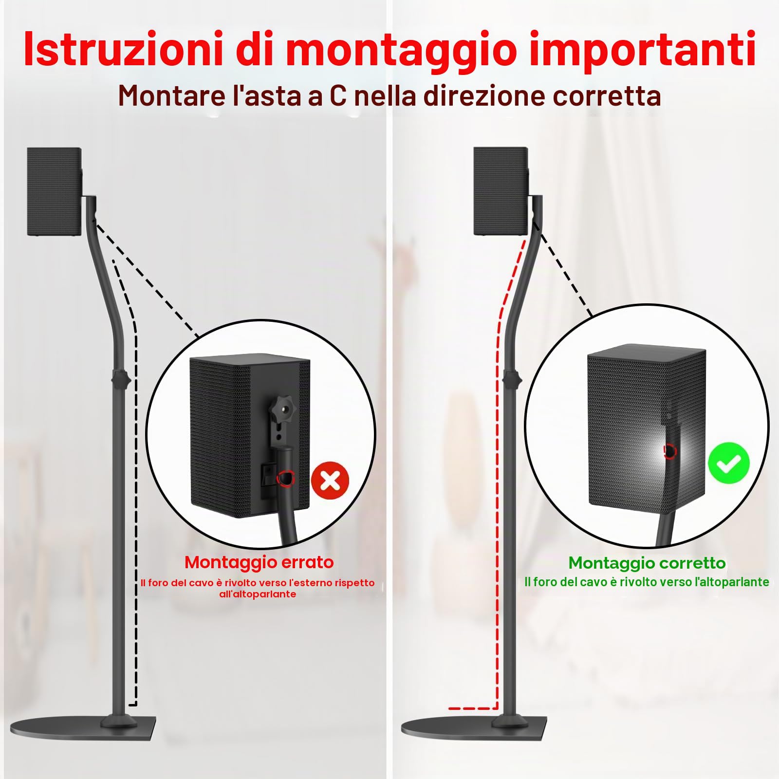 Supporti universali per altoparlanti Surround in coppia, altezza regolabile da 83,82 cm a 106,68 cm - Supporti posteriori per altoparlanti per LG, Vizio, Sony, Samsung I supporti più comuni per