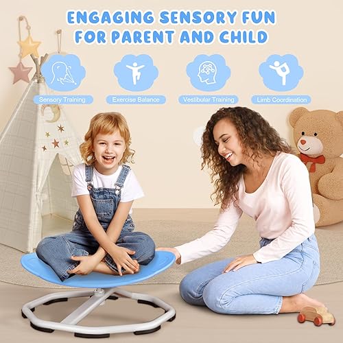 Miniatura 3 de Sillas Giratorias Sensoriales para Niños, Silla Giratoria para Niños Autistas, Juguetes Sensoriales de Sentarse y Girar, Entrenamiento de