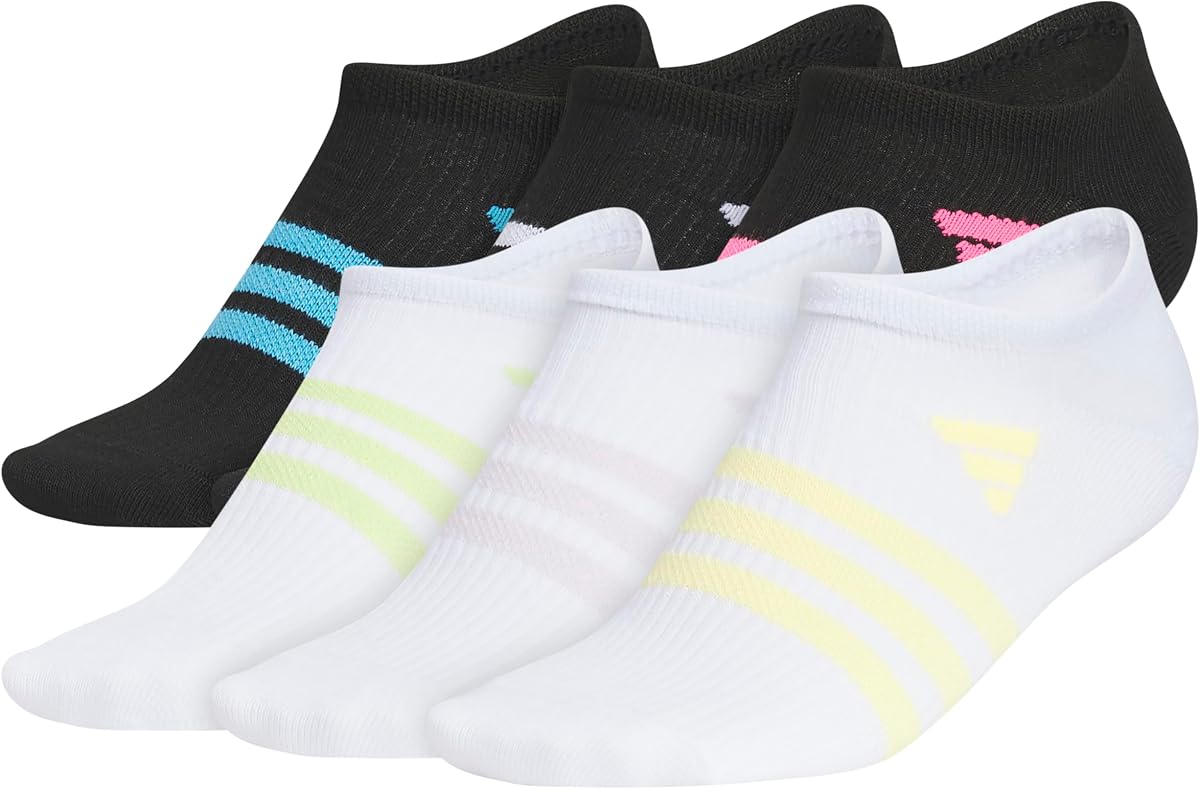 Calcetines adidas Kids Superlite No Show para niños y niñas (6 pares) ligeros