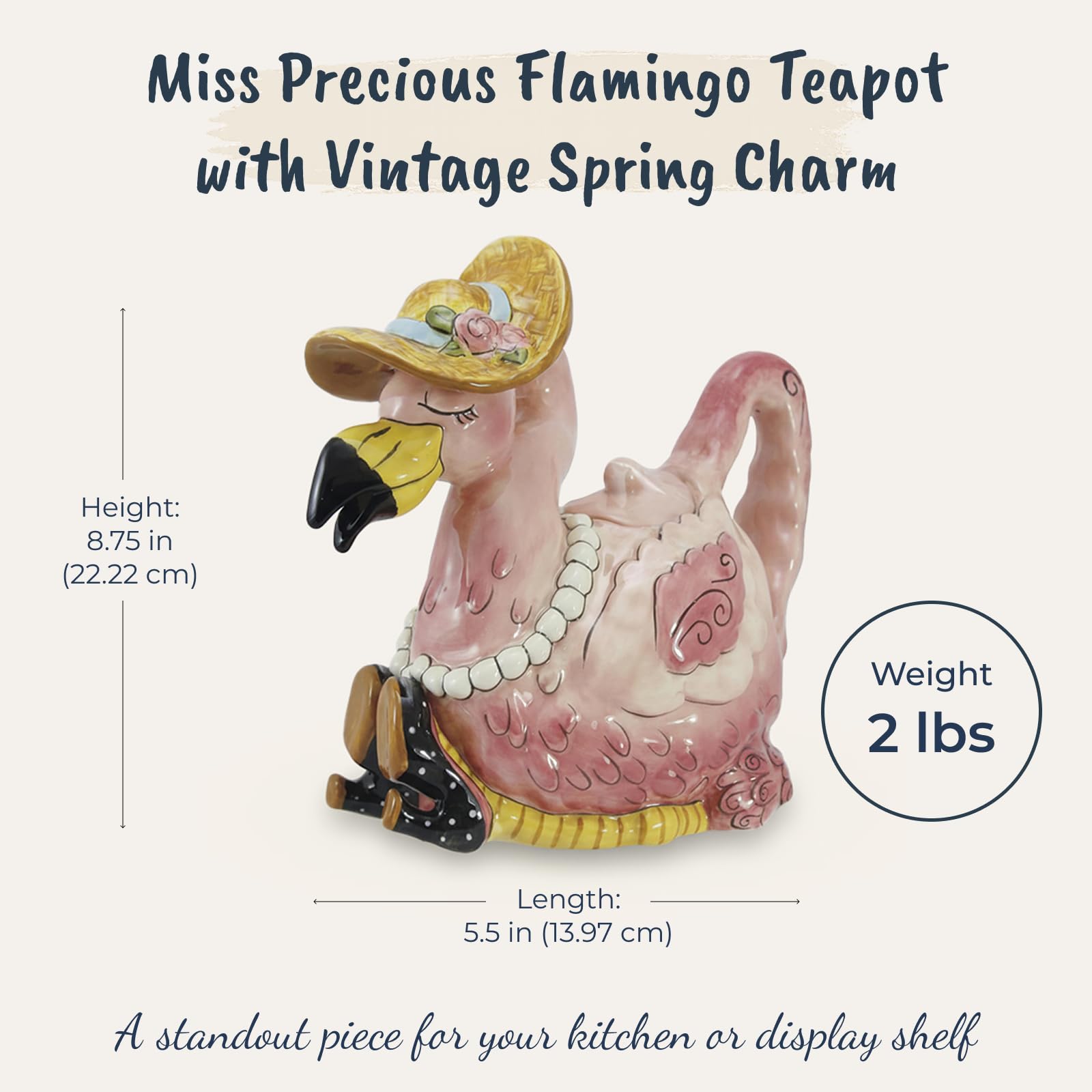 Amazon.com: Blue Sky Clayworks Miss Precious Flamingo Teapot