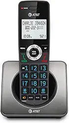 AT&T Telefone residencial sem fio GL2101 DECT 6.0 com bloco de chamadas, identificador de chamadas, viva-voz full-duplex, tela branca retroiluminada, teclado iluminado (grafite e preto)