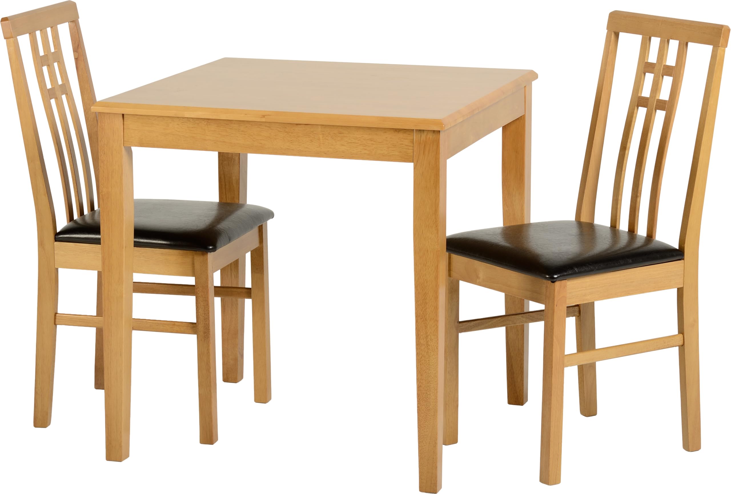 Seconique Vienna Dining Set with 2 Dining Chairs in Medium Oak/Brown Pu