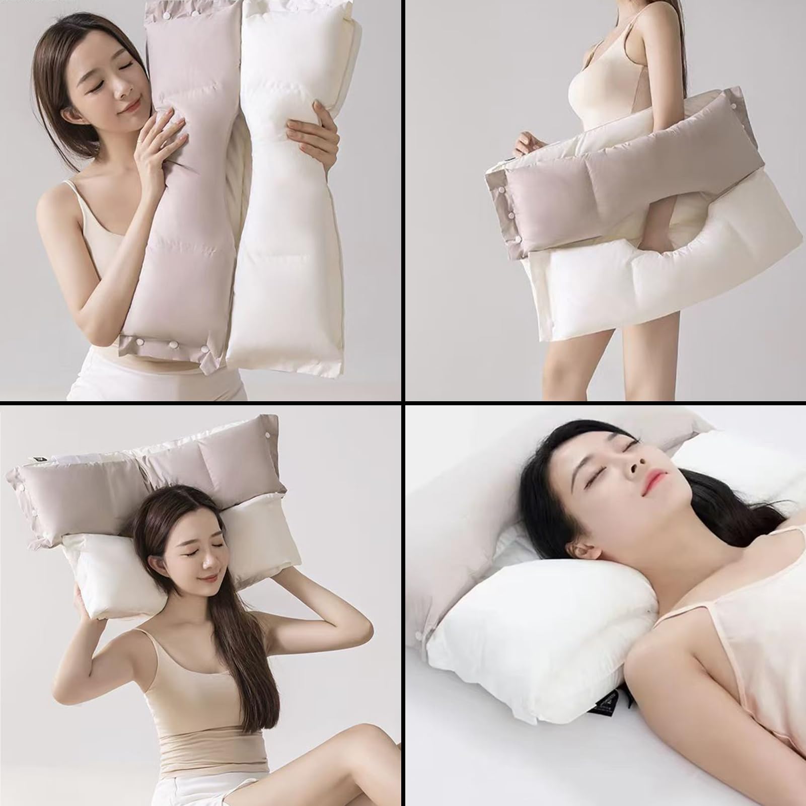 Almohada De Cama - Soporte Para El Cuello Extraíble Lavable, Almohada De Doble Capa En , Almohadas Para Dormir En La Cama Para El Hogar | para mujeres, hombres, adolescentes, personas mayores,