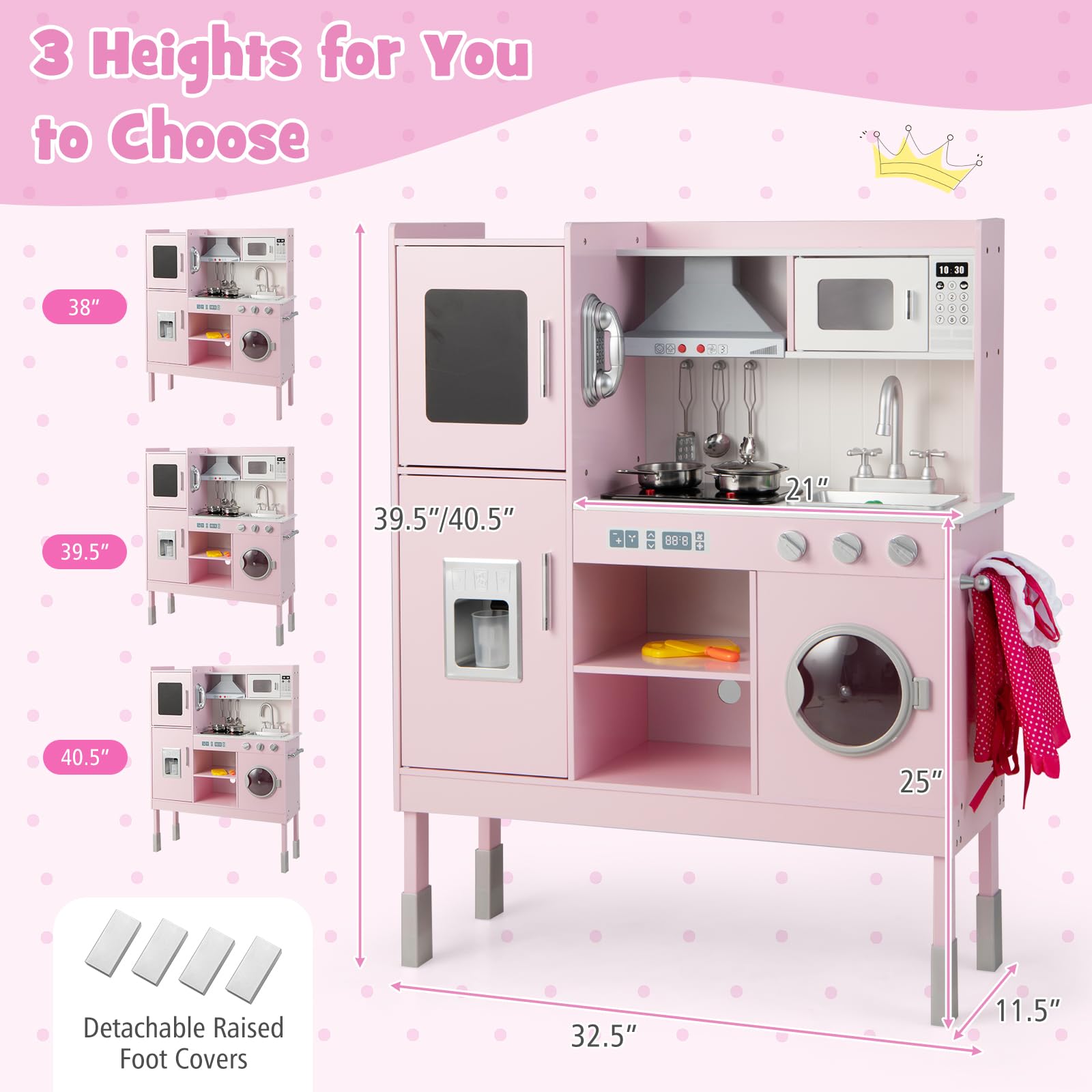 DREAMADE Cuisine Enfant avec Riches Accessoires, Lumières, Effets Sonores, Jeu de Cuisine avec Ustensile, Hotte, Micro-Ondes, Machine à Glaçons et Espace de Rangement, Cadeau pour 3+Ans DREAMADE Cuisine Enfant avec Riches Accessoires, Lumières, Effets Sonores, Jeu de Cuisine avec Ustensile, Hotte, Micro-Ondes, Machine à Glaçons et Espace de Rangement, Cadeau pour 3+Ans