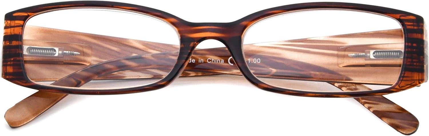 Eyekepper 5 Pairs Reading Glasses for Women Reading +4.00 Striped Frame Reading Eyeglasses
