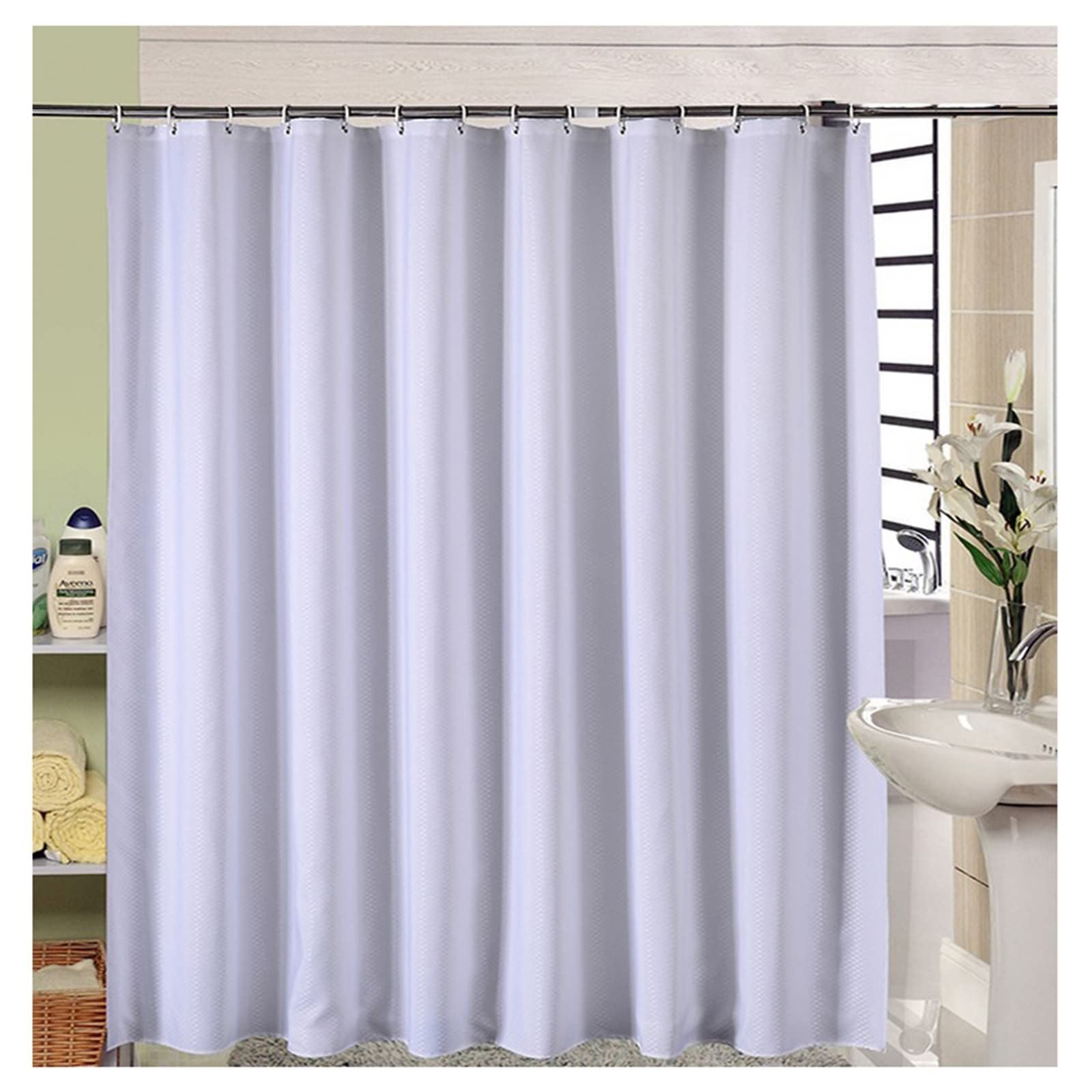 Rideau de douche salle de bain KnSam blanc gaufré pour une ambiance spa